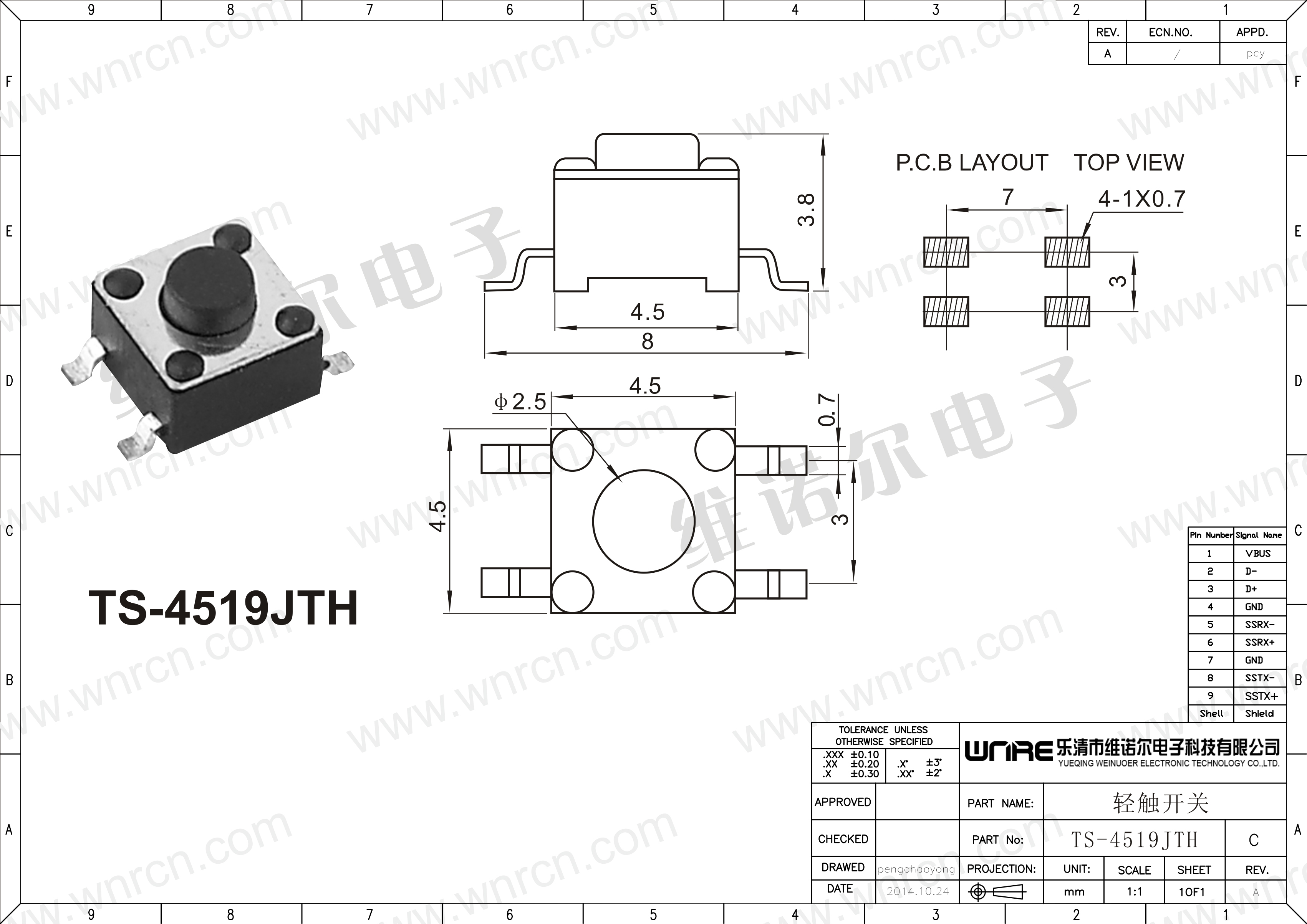 Spezifikatioune vun TS-4519JTH