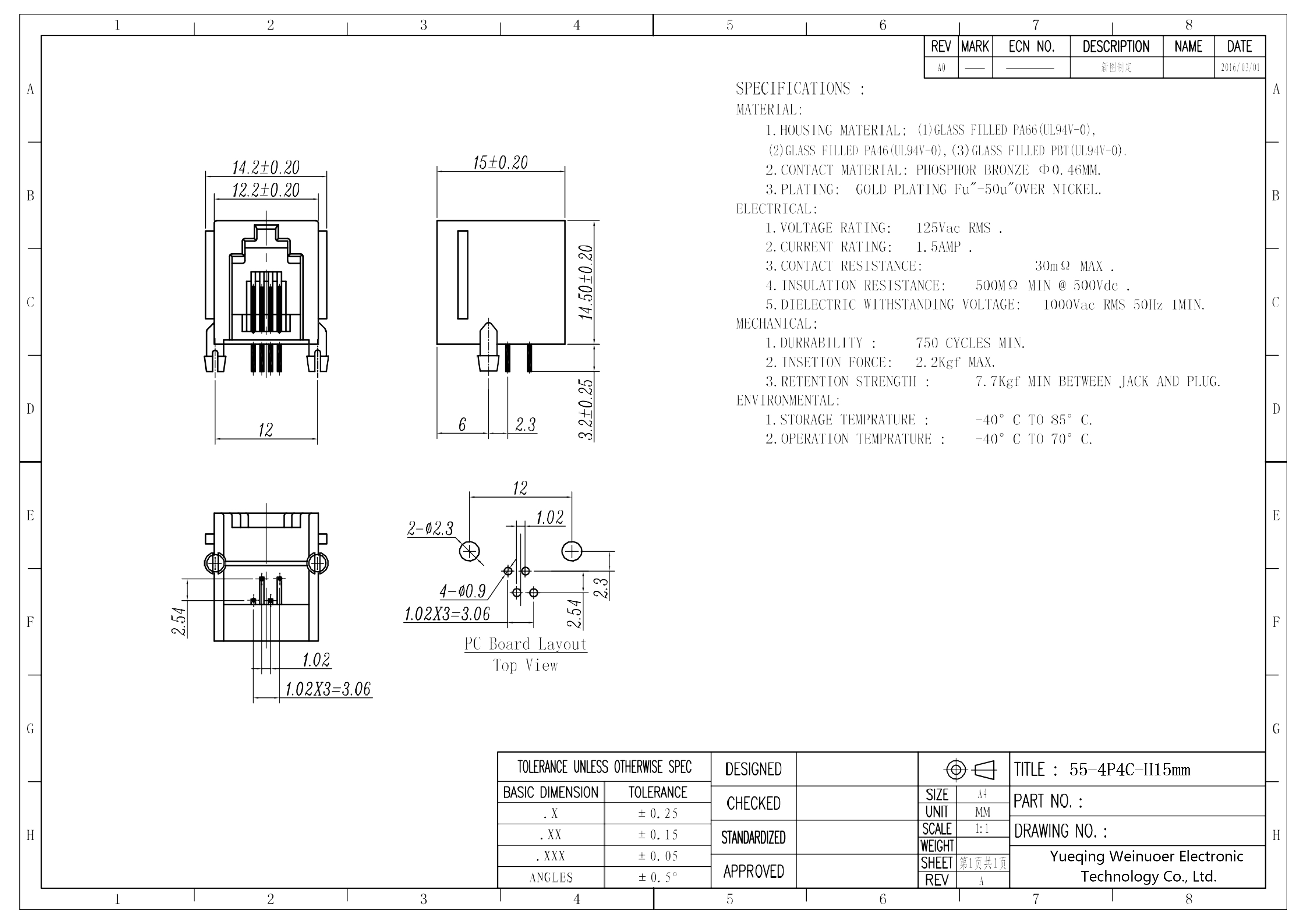 rj11 55-4P4C-H15mm
