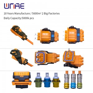 ၁ ခုပါ 125/150/200A DC 1500V HV Connector မြင့်မားသောဗို့အား Connector 1/2/3P ညာဘက်ထောင့် Plugs Terminal Connector မြင့်မားသောပါဝါ Connector