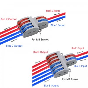 Mini Fast Wire Cable Connectors Universal Compact Conductor Caij nplooj ntoos hlav Splicing Wiring Connector Push-in Terminal Block SPL-2/3 LED