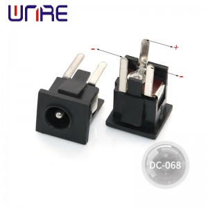 Dc-068 2.0 ຫຼື 2.5-pin ຮູສຽບໄຟ DC ສີດໍາ