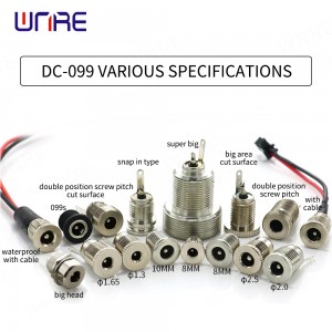 DC-099 5,5 × 2,1 mm 2,5 mm Conector de alimentación DC hembra impermeable de alta corrente