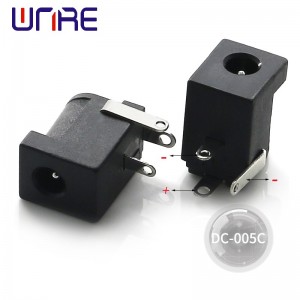 Dc-005c Black DC Power socket Connector 5.5 x 2.1mm 5.5 x2.5 PCB ස්ථාපන පර්යන්තය