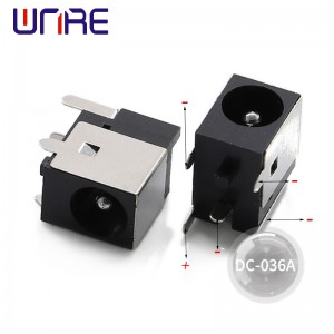 Dc-036a DC Power Socket Connector PCB Base 5.5*2.1MM 5.5 x2.5 mm කාන්තා පේනුව