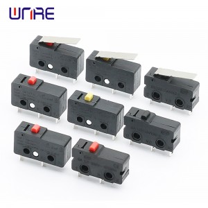 Micro yipada Ejò Olubasọrọ 3A/5A 125/250V 2/3Pin Mini Limit Yipada Bọtini Iyara Yipada Dudu