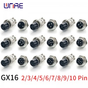 GX16 2/3/4/5/6 پنونه نارینه ښځینه 16mm سرکلر ایوی ایشن ساکټ پلګ تار پینل نښلونکی