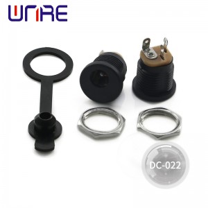 DC-022 DC Power Socket Female Jack Screw Nut Panel Mount Connector DC022 1.3/2/2.5/3mm with Waterproof Cap