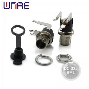 DC025BML DC Socket with Nut DC Power Jack Socket Female Panel Mount Connector DC-025BLM Pin1.3/1.65/2/2.5mm පිරිමි ප්ලග්