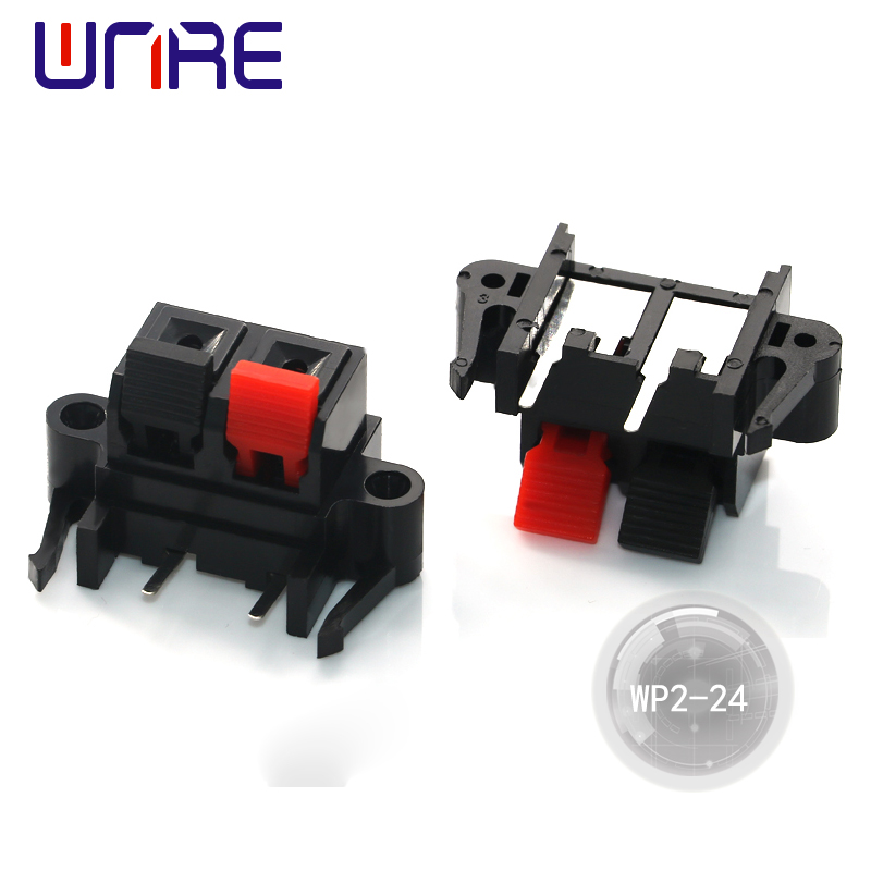 WP2-24 Plastic 2/4 Positions Connector Terminal Push in Jack Spring Load Audio Speaker Terminals Plug Socket Breadboard Clip