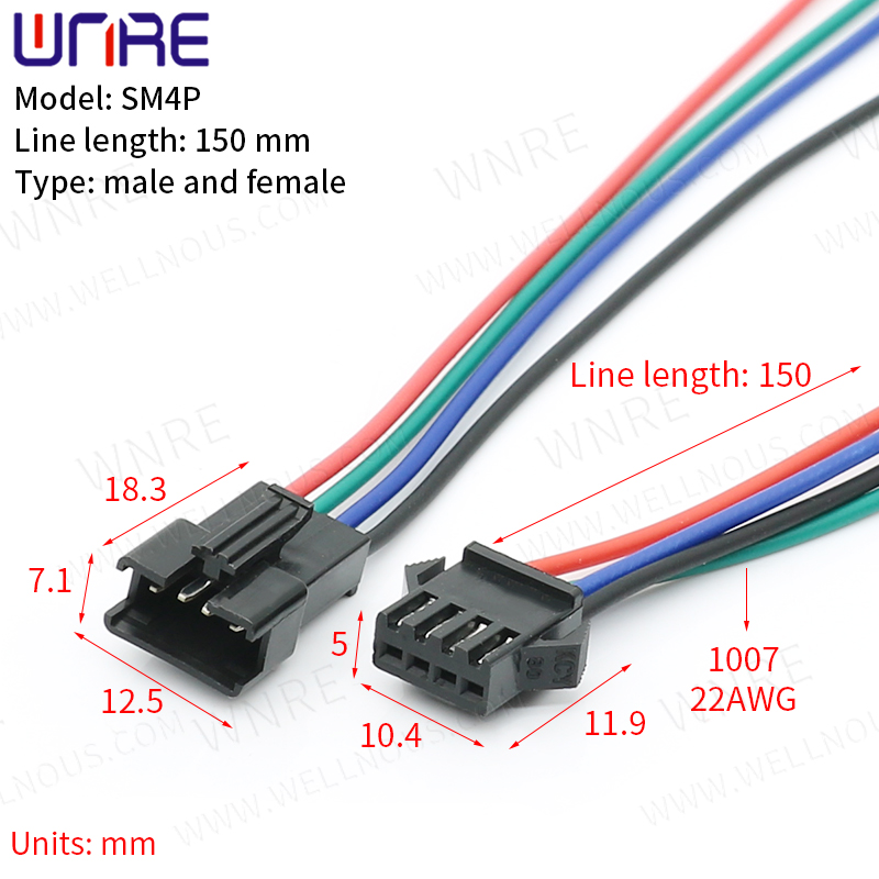 SM4P 150mm kabel JST konektor vtič moški+ženski