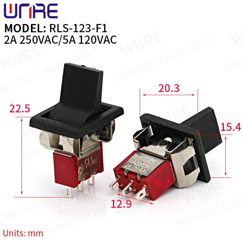 RLS-123-F1 Mini Toggle Switch 3 Pin 2 Suidheachadh Putan Cumhachd Switch Bàta Càr Rocker Toggle Switch Gadgets dealanach