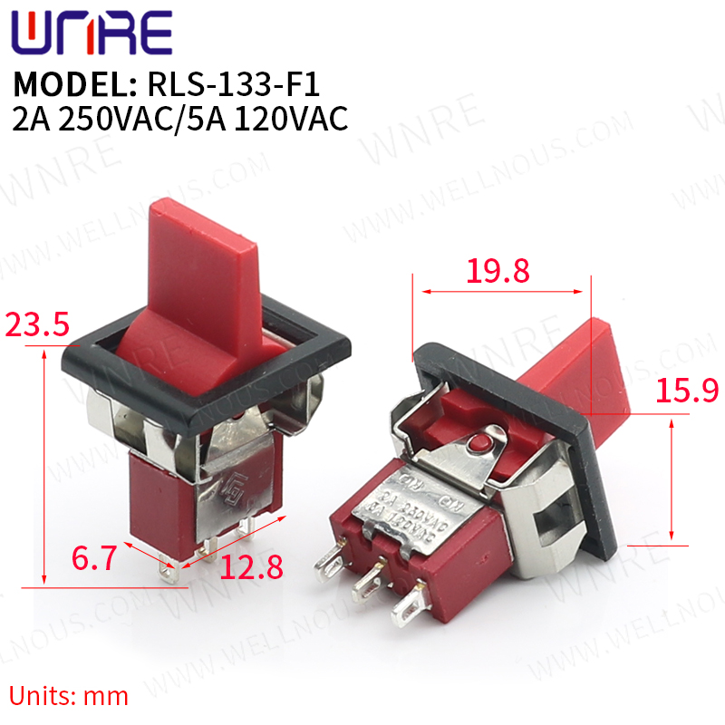 RLS-133-F1 mini perjungimo jungiklis, 3 kaiščio 2 padėties fiksavimo maitinimo mygtuko jungiklis Automobilio valties svirties perjungimo jungiklis elektroniniai prietaisai