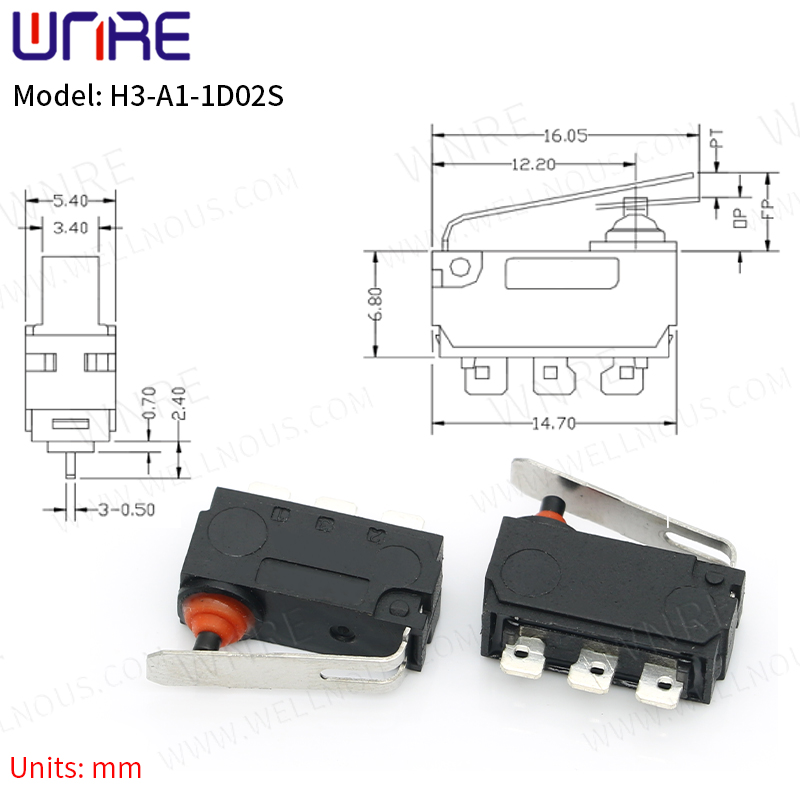 Titaja Taara Ile-iṣẹ H3-A1-1D02S Mabomire Micro Yipada Atunṣe-ara-pada Yipada Ifarabalẹ