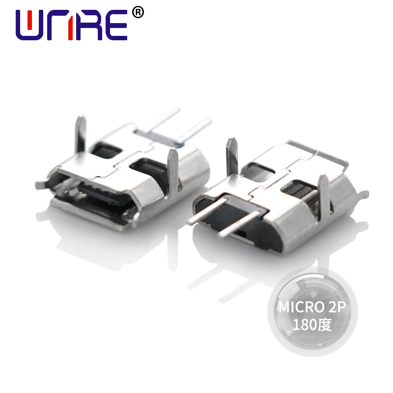 Conector de enchufe Micro 2P de 180 graos Conectores de carga para móbiles