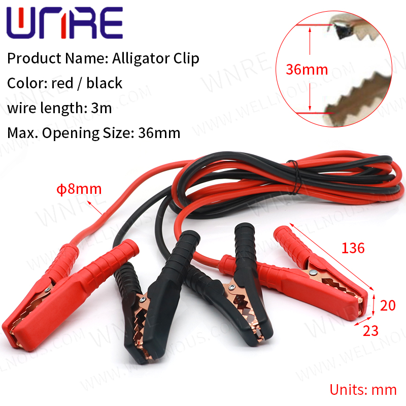 1pair 3m Max.Opening Size-36mm Alligator Clips Crocodile Wire Banana Plug le Alligator Clip Power Connector
