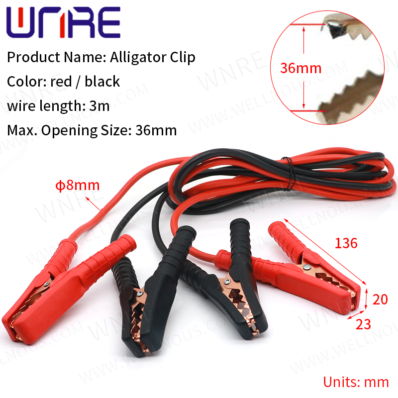 1pair 3m Max. Opening Size-36mm Alligator Clips Crocodile Wire Banana Plug and Alligator Clip Power Connector