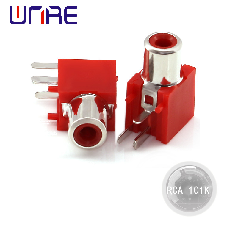 RCA Connector Female Pcb Mount Cable Connector Bakeng sa DVD/TV/CCTV/Home Theater System/Audio/Video Red/