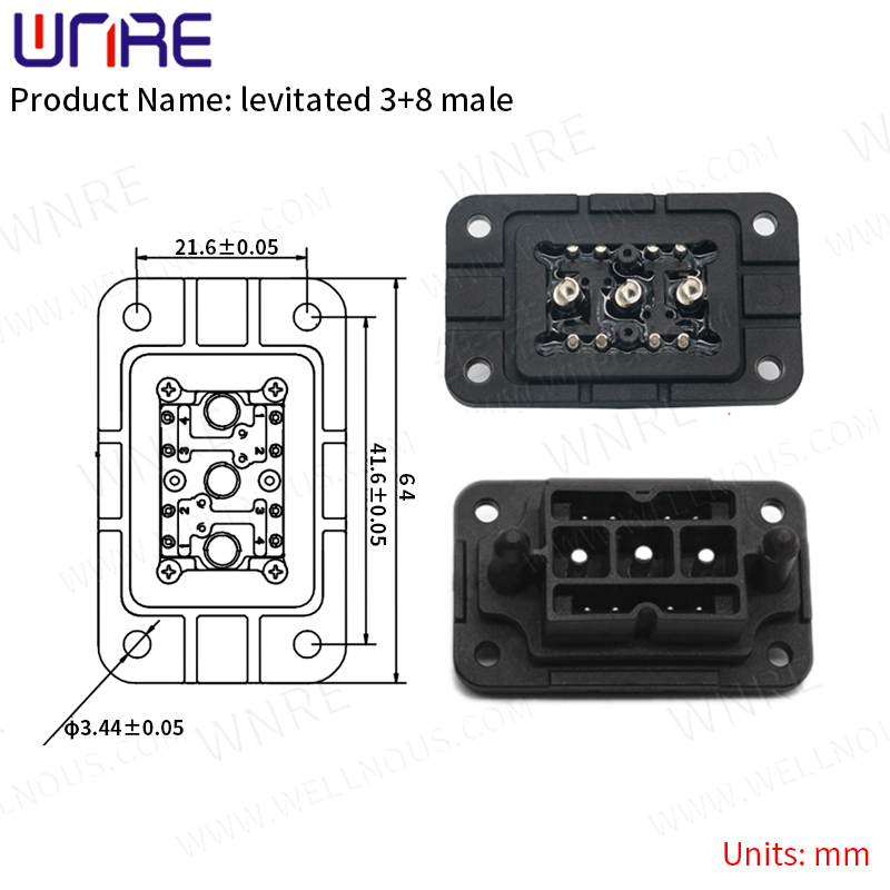 Levitated 3+8 Monna E-BIKE Battery Connector IP67 Scooter Socket Motlakase Libetri tsa Baesekele ea Motlakase Ho tjhaja Plaka e sa keneleng Metsi ka Mohala oa Cable