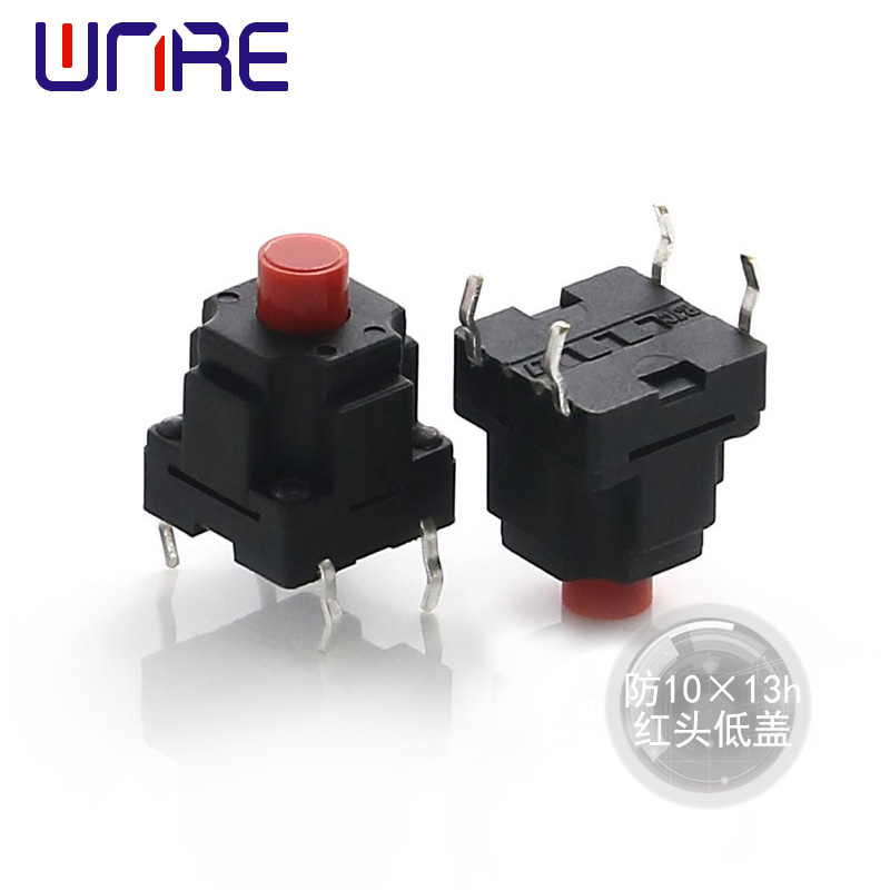 Maayong Kalidad 10*10*13mm Uban sa Pula nga Ulo Ubos Cap Waterproof Tact Switch DIP Push Button Switch