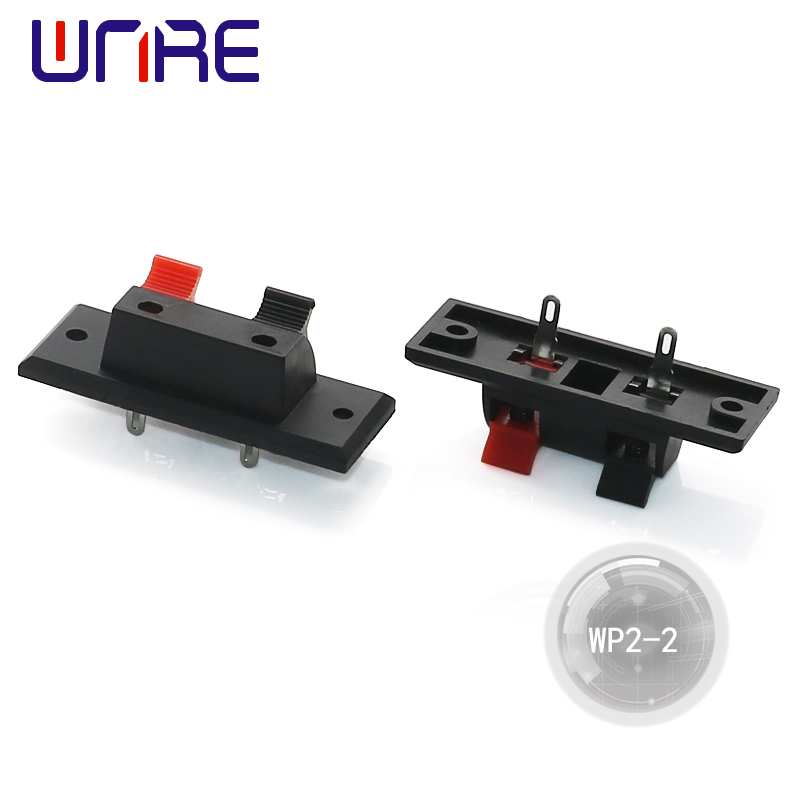 WP2-2 Plastic 2/4 Positions Connector Terminal Push In Jack Spring Load Audio Speaker Terminals Plug Socket Breadboard Clip