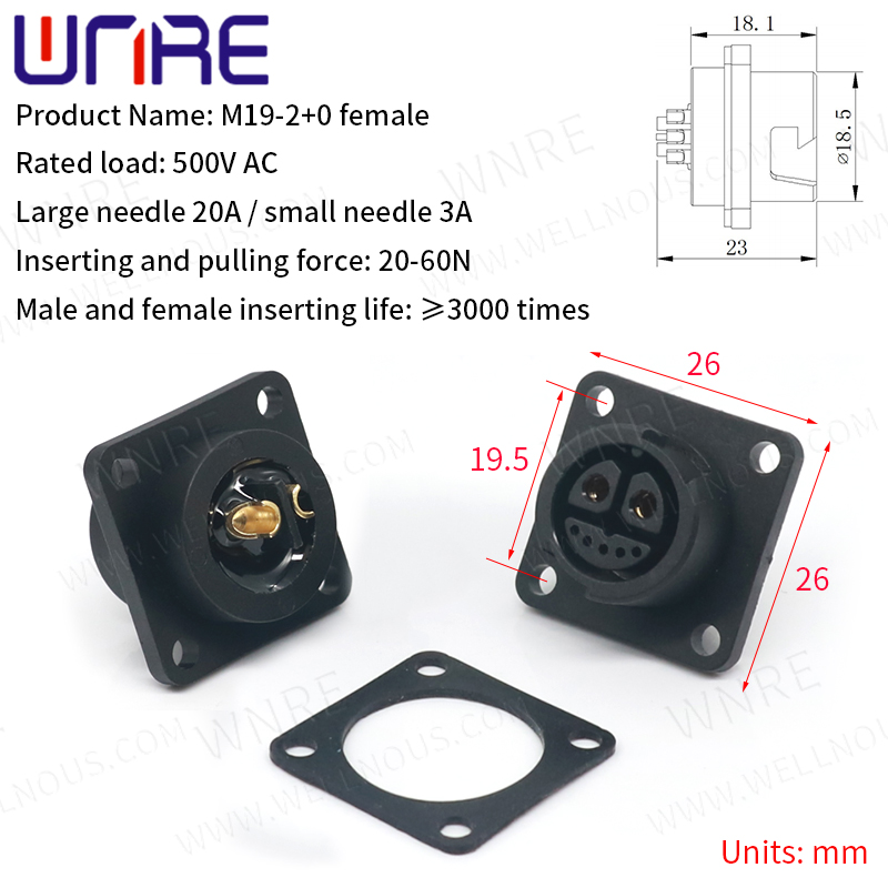 M19-2+0 Male Electric Bike Scooter Socket Power Connector e Bike Plug Batteries Scooter E-Bike Battery Connector 30-50A