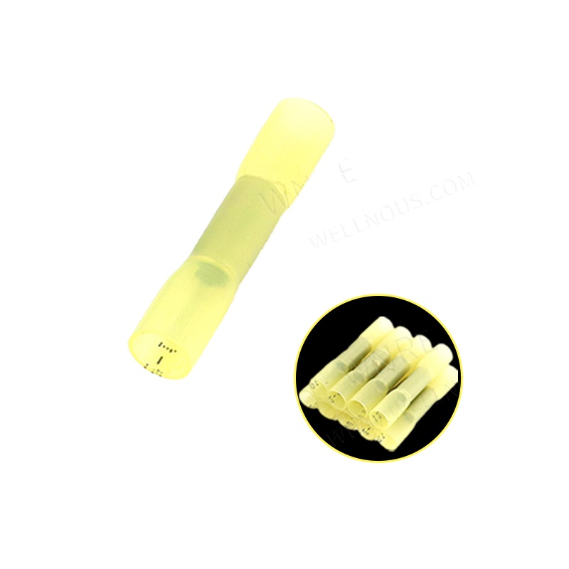 BHT-5 Yellow Heat Shrink Butt Wire Connectors 12-10 AWG Waterproof Insulated Automobile Wire Cable Terminal