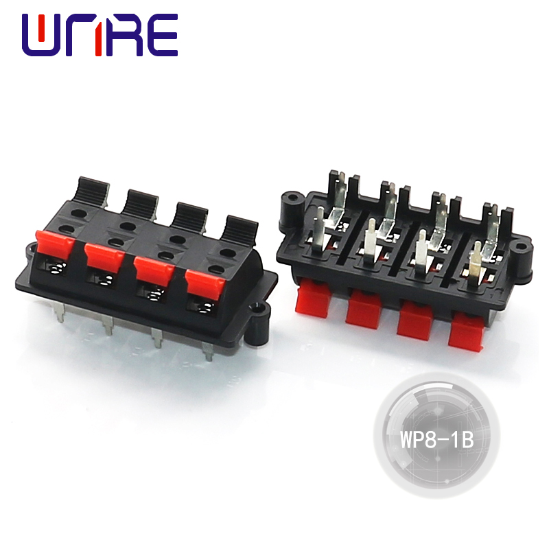 WP8-1B Plastic 4 Position Connector Terminal Push In Jack Spring Load Terminals Speaker Plug Socket Breadboard Clip