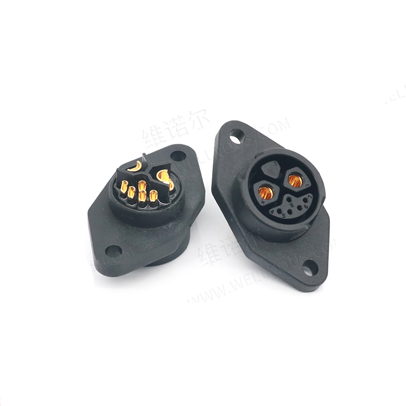 Conector de batería E-BIKE IP67 30-50A Puerto de carga M25 2 + 5 Enchufe rombo hembra con cable enchufe para scooter e baterías de enchufe para bicicleta