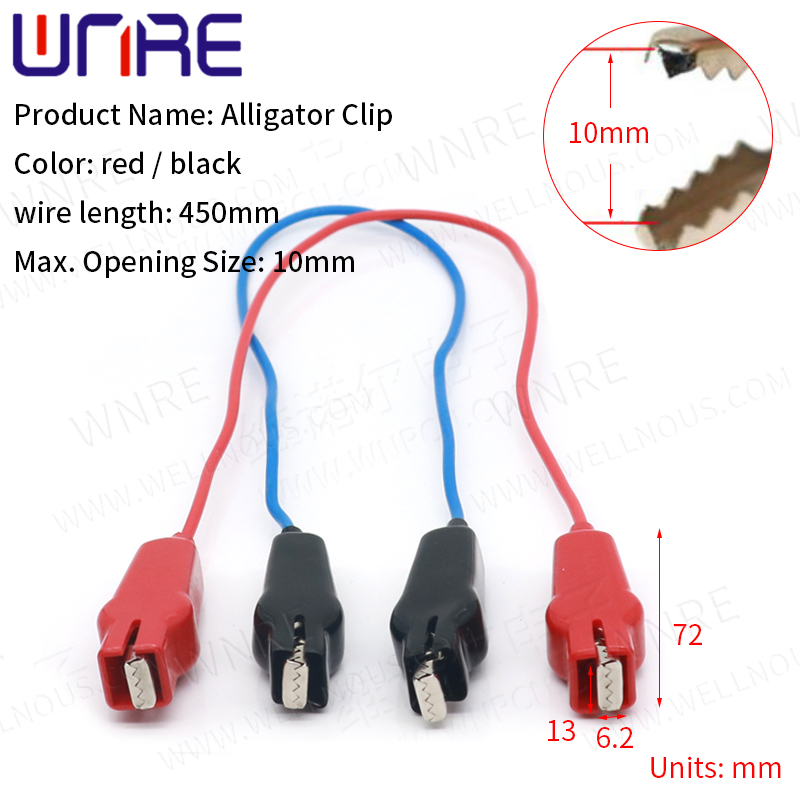1pair 450mm Max.Opening Size-10mm Alligator Clips Crocodile Wire Banana Plug le Alligator Clip Power Connector