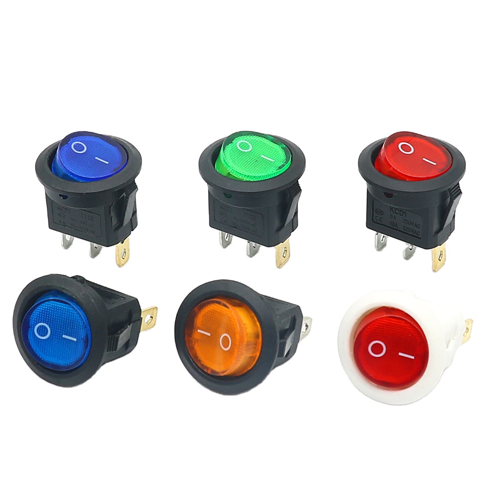 10 pcs 20mm KCD2 Led Switch 6A 250V / 10A 125VAC Light Power Switch Car Button Lights ON/OFF 3pin Round Rocker Switch