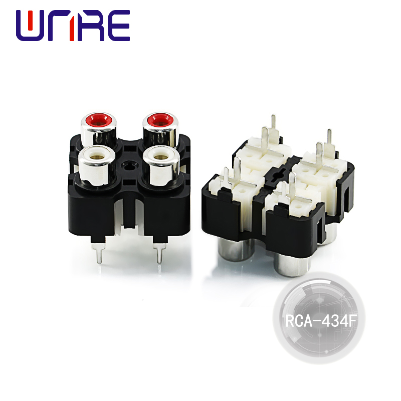 1 Pair Gold RCA Female Jack Pin PCB Socket – Audio/Video AV Connector