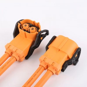 HVSL IP67 Waterproof Connector Straight 2 Pin 125A 150A 200A Orange Nylon High Current Power Connector