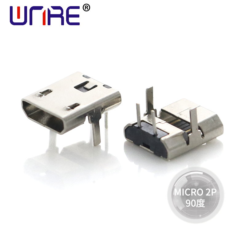 Conector de enchufe Micro 2P de 90 grados Conectores de carga para fábrica móvil