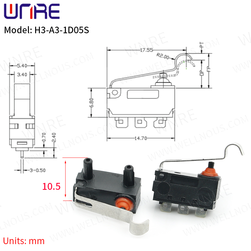 Bona qualitat H3-A3-1D05S Microinterruptor impermeable Interruptor de restabliment automàtic Interruptor sensible