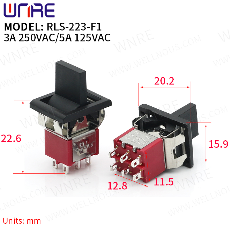 RLS-223-F1 шағын ауыстырып қосқышы 6 істікшелі 2 позицияны бекітетін қуат түймесінің қосқышы Автокөлік қайық рокерінің ауыстырып қосқышы Электрондық гаджеттер