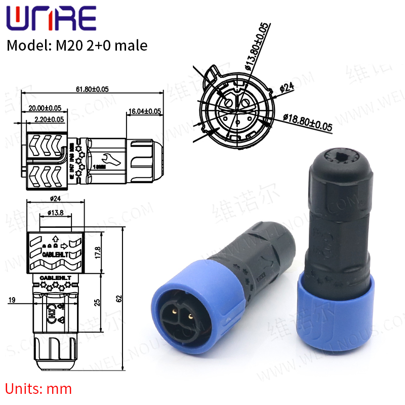 e Bike Plug Battery M20 2+0 Male Charging Port E-BIKE Battery Connector IP67 Scooter Socket Plug with Cable C13 Socket
