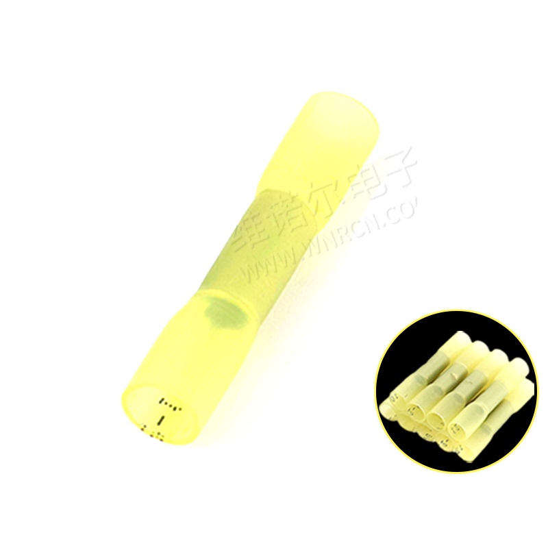 BHT-0.5 Yellow Heat Shrink Butt Wire Connectors 26-22 AWG Waterproof Insulated Automobile Wire Cable Terminals