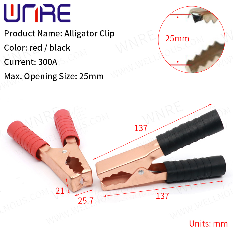 300A 25mm Electrical Alligator Clips Car Battery Clamps For Car Test Probe Crocodilus Clip Connector Electrical DIY Tools