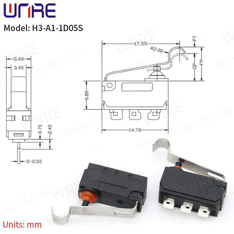 Microinterruptor impermeable d'alta qualitat H3-A1-1D05S Interruptor sensible a l'interruptor de restabliment automàtic