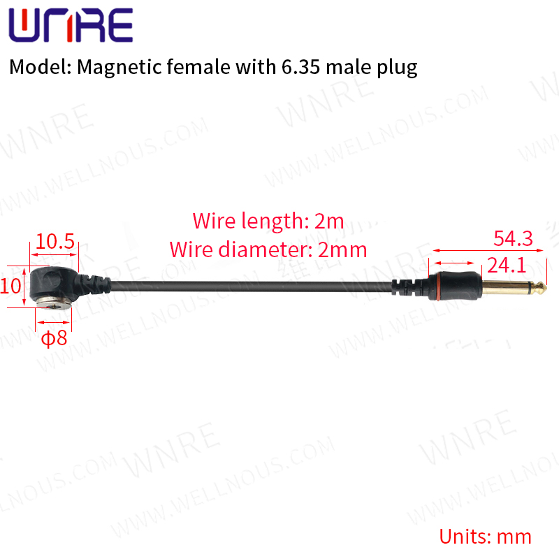 Cable de clip de línea de gancho para máquina de tatuar Fuente de alimentación Accesorio de equipo para máquinas de tatuar hembra magnética con cable de enchufe macho de 6,35