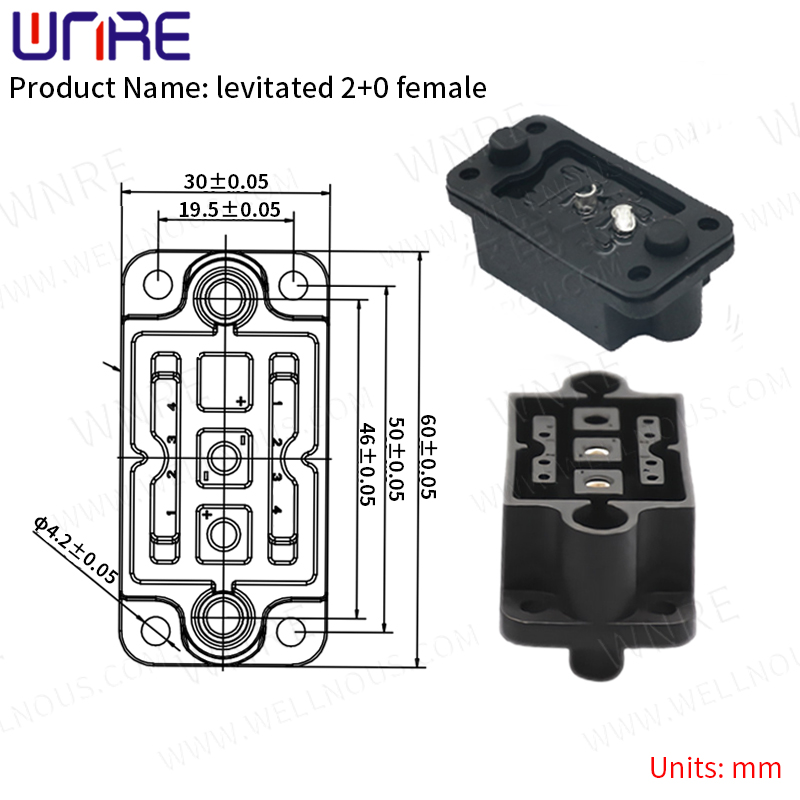 Connector de bateria E-BIKE levitat 2 + 0 femení, endoll IP67 per a scooter, bateries de bicicletes elèctriques, endoll impermeable de càrrega amb cable