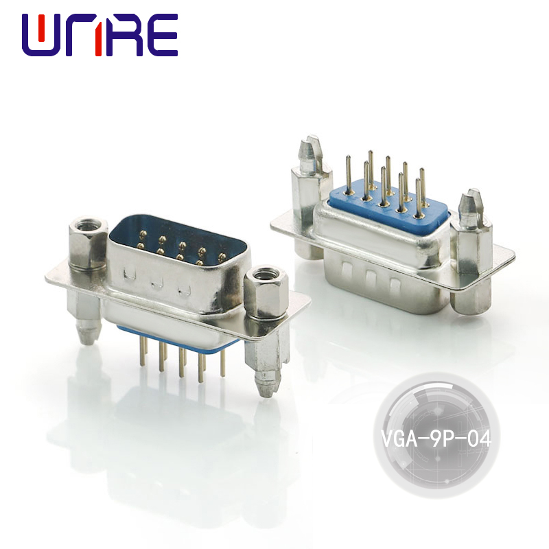 Venta directa de fábrica VGA-9P-04 Conector de soldadura D-sub macho de 9 pines Conector VGA de orificio pasante