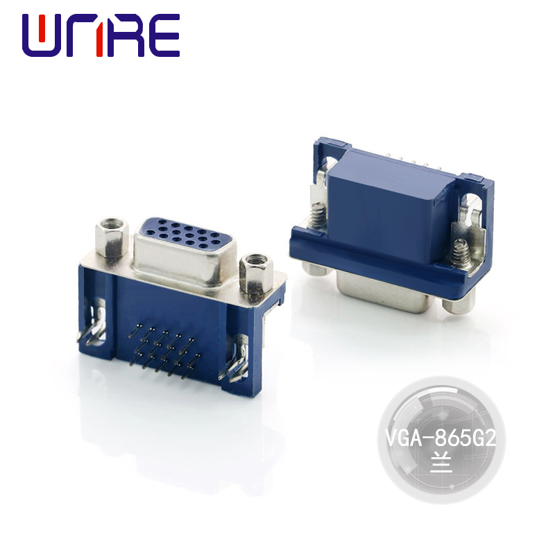 Good Quality VGA-865G2 15P Male D-sub Solder Connector Through Hole VGA Connector Black/Blue