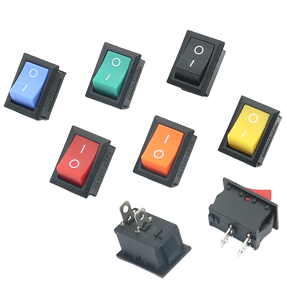 10Pcs KCD1-101 inclined Plane 2Pin Rocker Switch 2 Position 6A 250VAC / 10A 125VAC ON-OFF Power Switch Red Orange Yellow Green