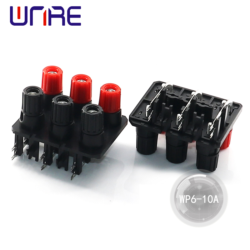 WP6-10A Plastic 2 Posisyon Connector Terminal Push In Jack Spring Load Audio Speaker Terminals Plug Socket Breadboard Clip