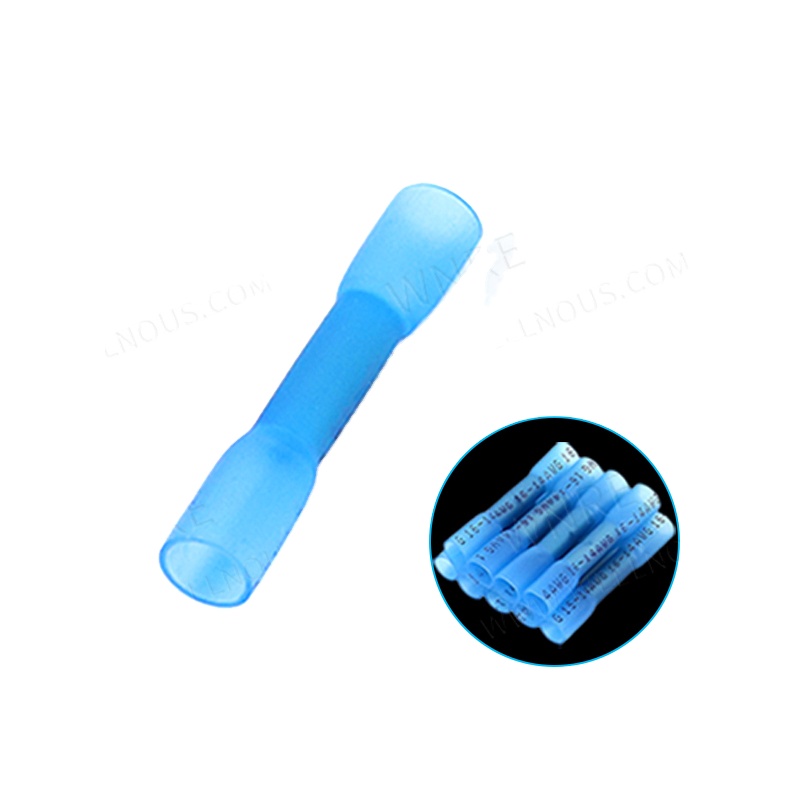 BHT-2 Blue Heat Isunki Awọn Asopọ Waya Butt 16-14 AWG Mabomire Awọn Igbẹhin Okun Waya Ọkọ ayọkẹlẹ Alailowaya