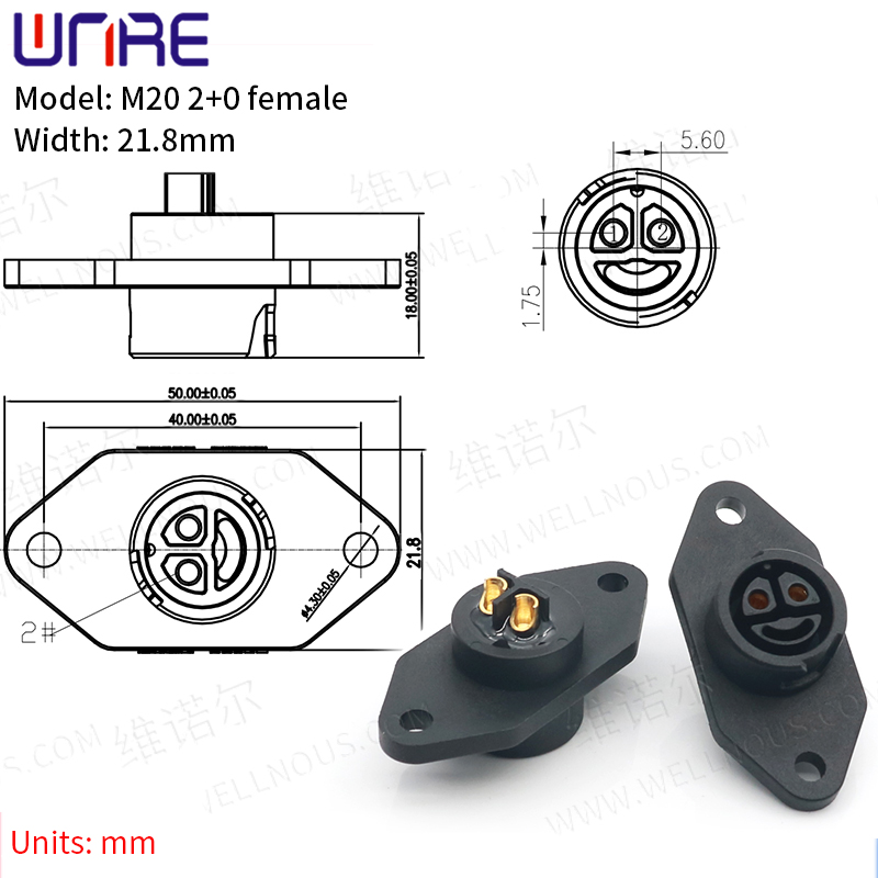 M20 2 + 0 hembra 21,8/25,8/27,8mm Puerto de carga Conector de batería E-BIKE Enchufe IP67 para scooter con Cable C13