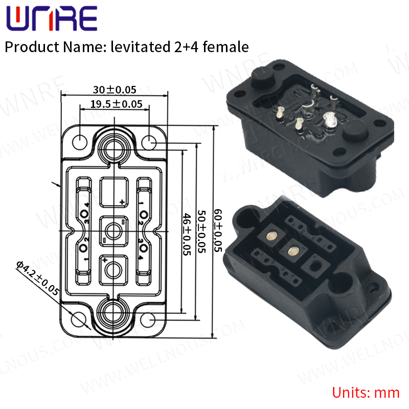 Connettore di Batteria E-BIKE Femmina Levitated 2 + 4 Socket IP67 Scooter Batterie per Bicicletta Elettrica Ricarica Spina Impermeabile Cù Filu