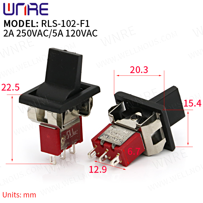 RLS-102-F1 Мини которгуч 3 пин 2 позицияны бекитүү кубат баскычын которгуч унаа кайыкты рокер которгуч электрондук гаджеттер