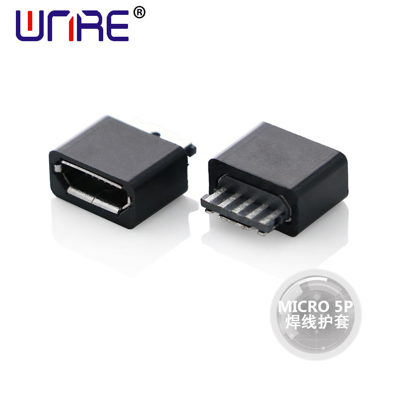 Conector de enchufe de vaina de soldadura de cable Micro 5P Conectores de carga para móbiles